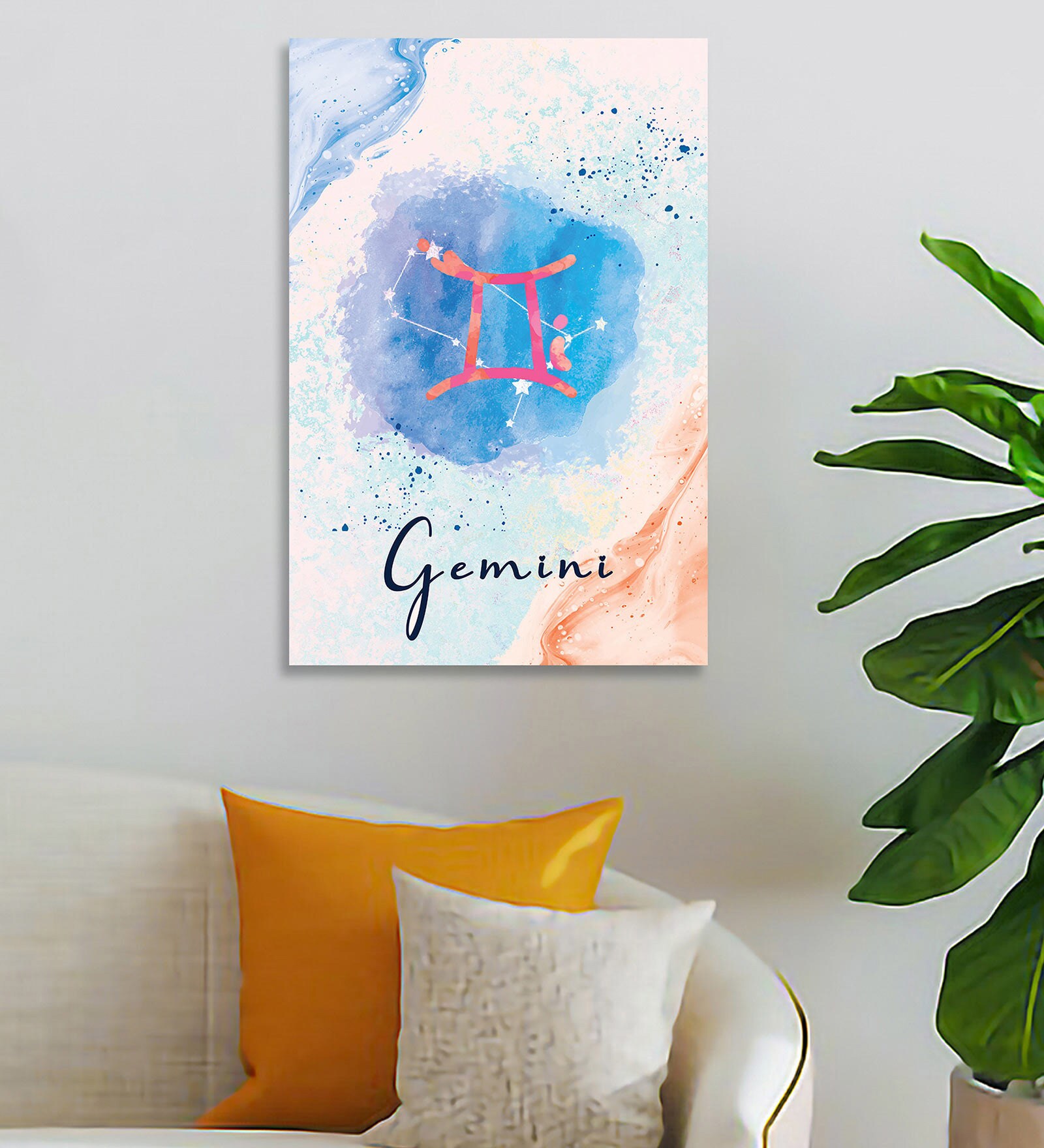 Buy Zodiac Sign Gemini 16\X24\ Stretched And Teakwood Framed Art Print ...