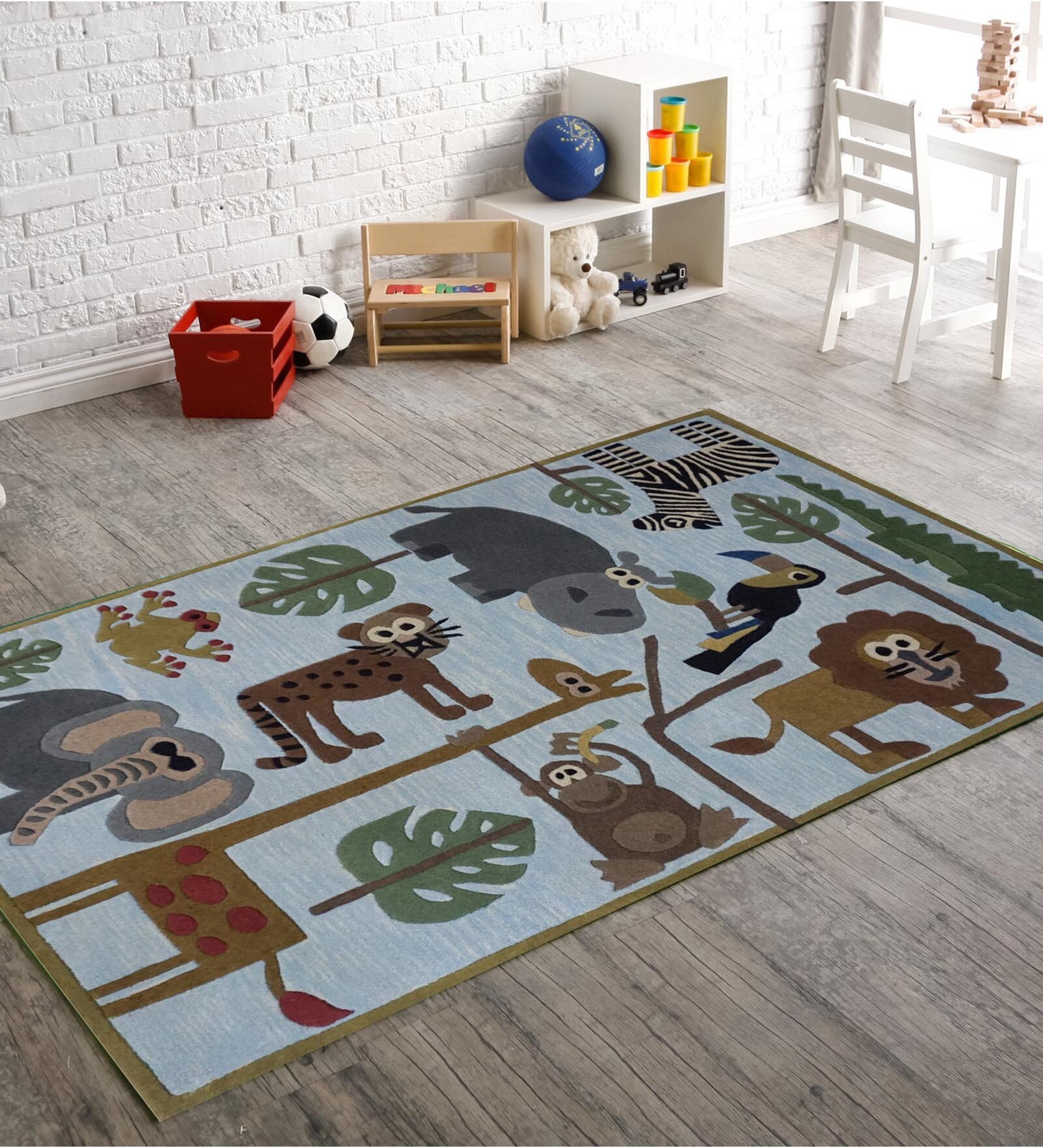 Multicolor Zoo 6 X 4 Feet Woolen Carpet