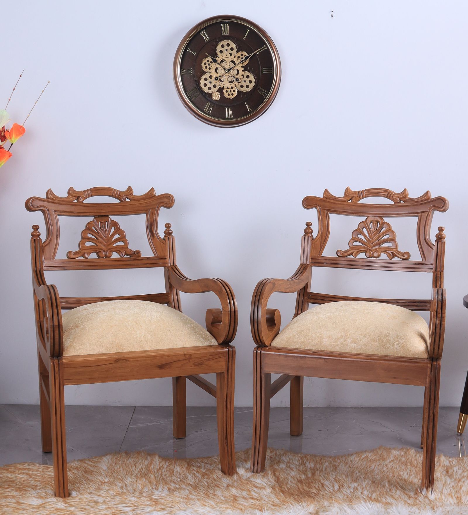 Zorano Teak Wood Arm Chair In Teak Colour (Set of 2)