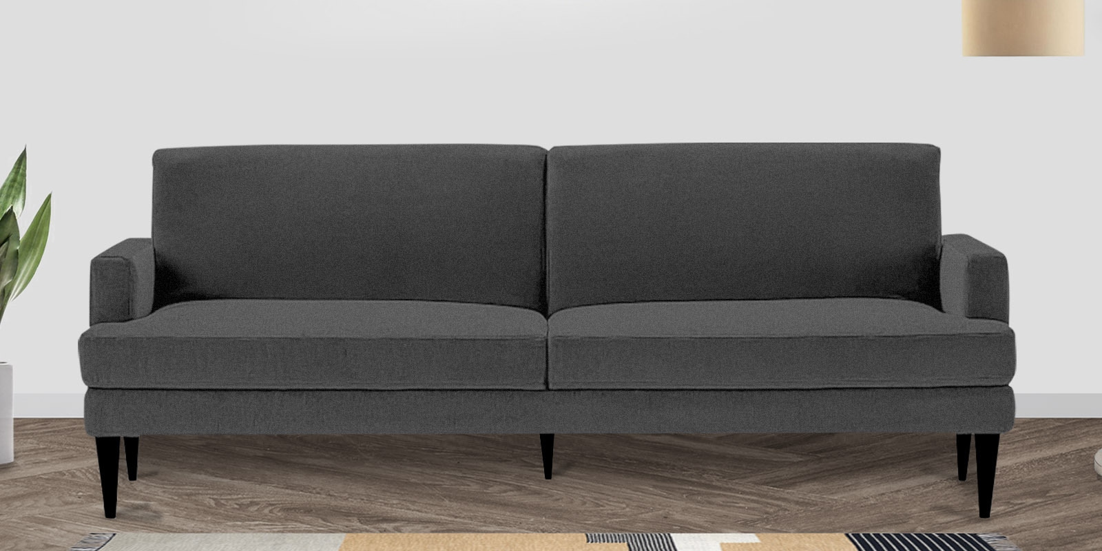 Zoya Fabric 3 Seater Convertible Sofa Cum Bed in Charcoal Grey Colour