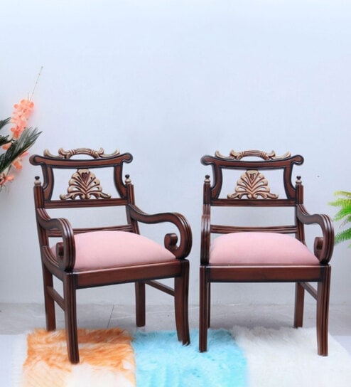 Zorano Teak Wood Arm Chair In Brown Colour (Set of 2)