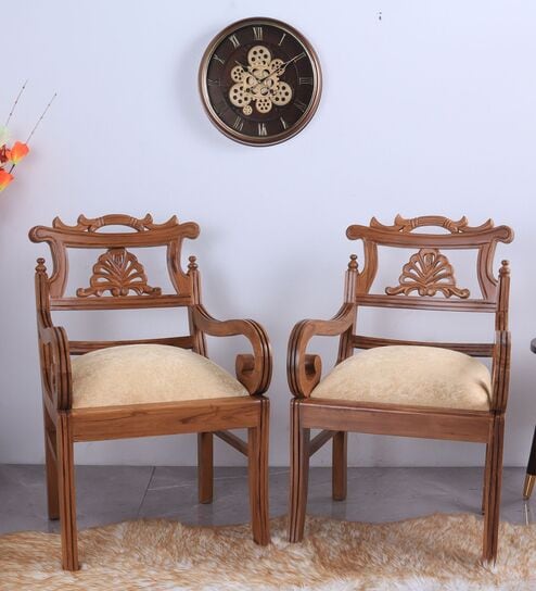 Zorano Teak Wood Arm Chair In Teak Colour (Set of 2)