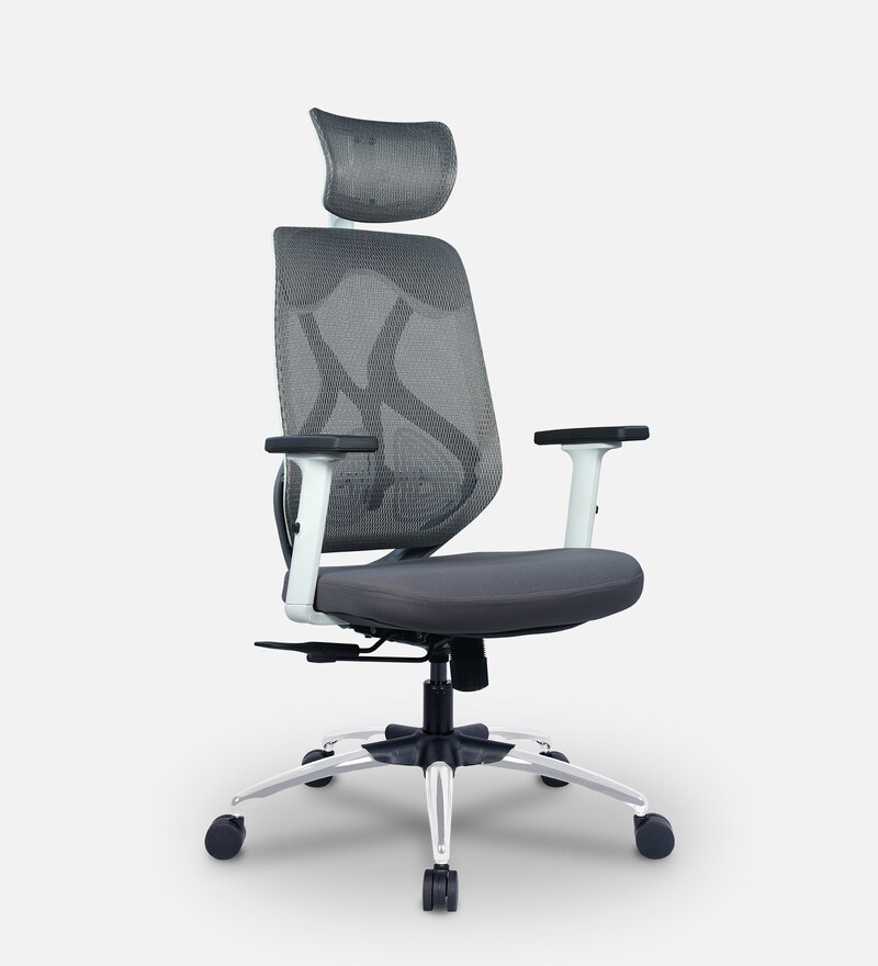 Buy Zodiac Breathable Mesh Ergonomic Chair in White & Grey Colour