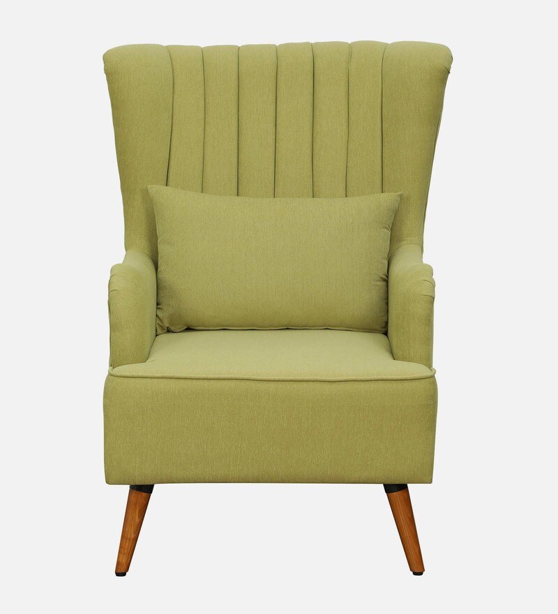 Buy Jairo Fabric Wing Chair In Olive Green Colour By Casacraft Online