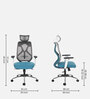 Zodiac Breathable Mesh Ergonomic Chair in Teal White Colour with Headrest