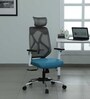 Zodiac Breathable Mesh Ergonomic Chair in Teal White Colour with Headrest