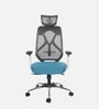 Zodiac Breathable Mesh Ergonomic Chair in Teal White Colour with Headrest