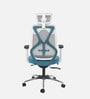 Zodiac Breathable Mesh Ergonomic Chair in Teal White Colour with Headrest