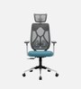 Zodiac Nylon Erognomic Office Chair in White & Teal Colour