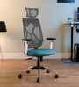 Zodiac Nylon Erognomic Office Chair in White & Teal Colour