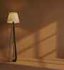 Zoe Wooden Floor Lamp with Jute Shade & Brown Base