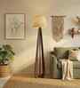 Zoe Wooden Floor Lamp with Jute Shade & Brown Base
