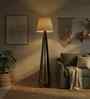 Zoe Wooden Floor Lamp with Jute Shade & Brown Base