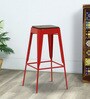 Zoey Metal Bar Stool In Red Colour