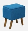 Jairo Fabric Wing Chair In Sea Blue Colour With Footrest With Foot Stool