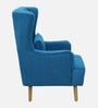 Jairo Fabric Wing Chair In Sea Blue Colour With Footrest With Foot Stool