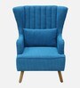 Jairo Fabric Wing Chair In Sea Blue Colour With Footrest With Foot Stool