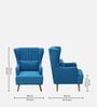 Jairo Fabric Wing Chair In Sea Blue Colour With Footrest With Foot Stool