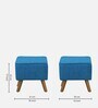Jairo Fabric Wing Chair In Sea Blue Colour With Footrest With Foot Stool