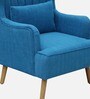 Jairo Fabric Wing Chair In Sea Blue Colour With Footrest With Foot Stool