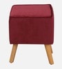 Jairo Velvet Wing Chair In Velvet Red Colour With Footrest With Foot Stool