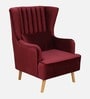 Jairo Velvet Wing Chair In Velvet Red Colour With Footrest With Foot Stool