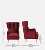 Jairo Velvet Wing Chair In Velvet Red Colour With Footrest With Foot Stool
