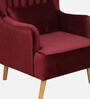 Jairo Velvet Wing Chair In Velvet Red Colour With Footrest With Foot Stool