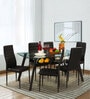 By Royaloak Zolva Glass Top 6 Seater Dining Set In Black Colour