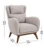 Zorella Teak Wood Wing Chair With Suede Fabric In Beige Colour Zorella Teak Wood Wing Chair With Suede Fabric In Beige Colour