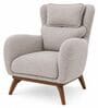 Zorella Teak Wood Wing Chair With Suede Fabric In Beige Colour Zorella Teak Wood Wing Chair With Suede Fabric In Beige Colour