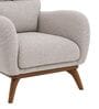 Zorella Teak Wood Wing Chair With Suede Fabric In Beige Colour Zorella Teak Wood Wing Chair With Suede Fabric In Beige Colour