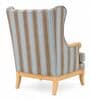 ZorIn Teak Wood Wing Chair With Suede Fabric In Striped Steel Blue ZorIn Teak Wood Wing Chair With Suede Fabric In Striped Steel Blue