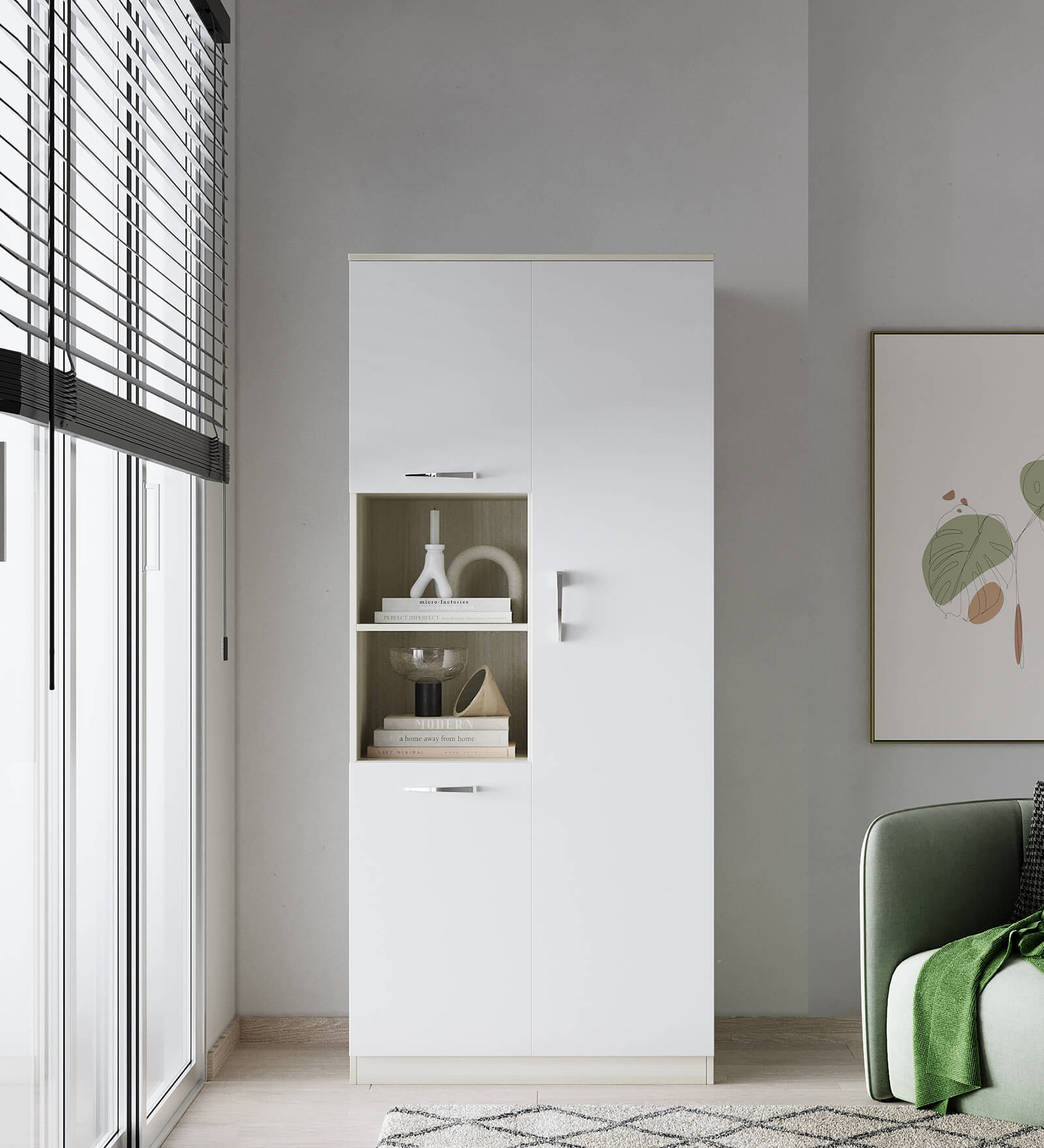 Buy Zues 2 Door Wardrobe Moldau Accacia Light & Frosty White Finish at ...