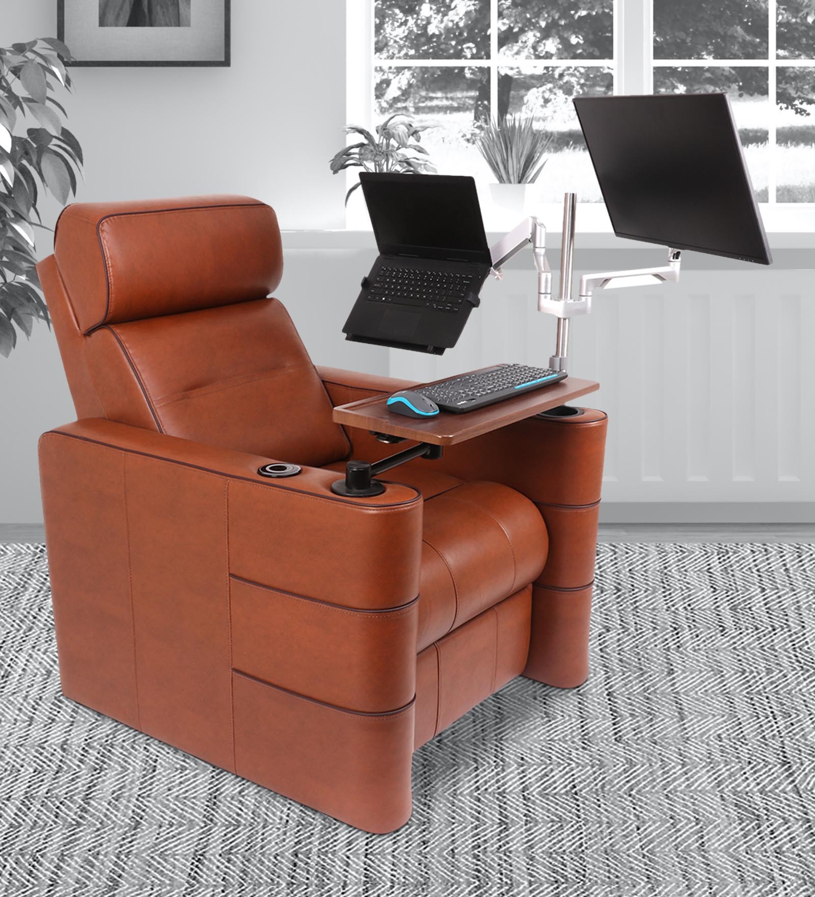 Zuum Leather Motorized 1 Seater Recliner in Whiskey Tan Colour
