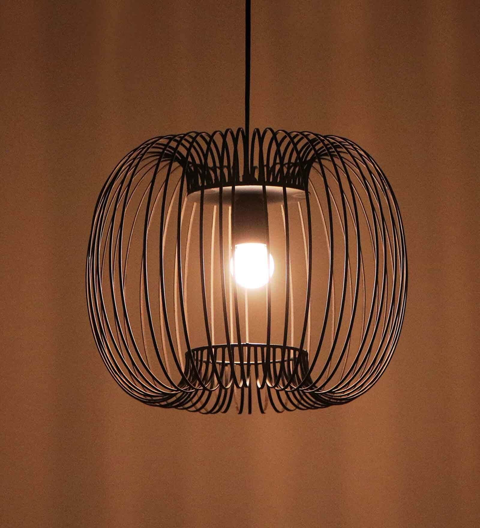 Zura Bubble Pressed Black Hanging Light