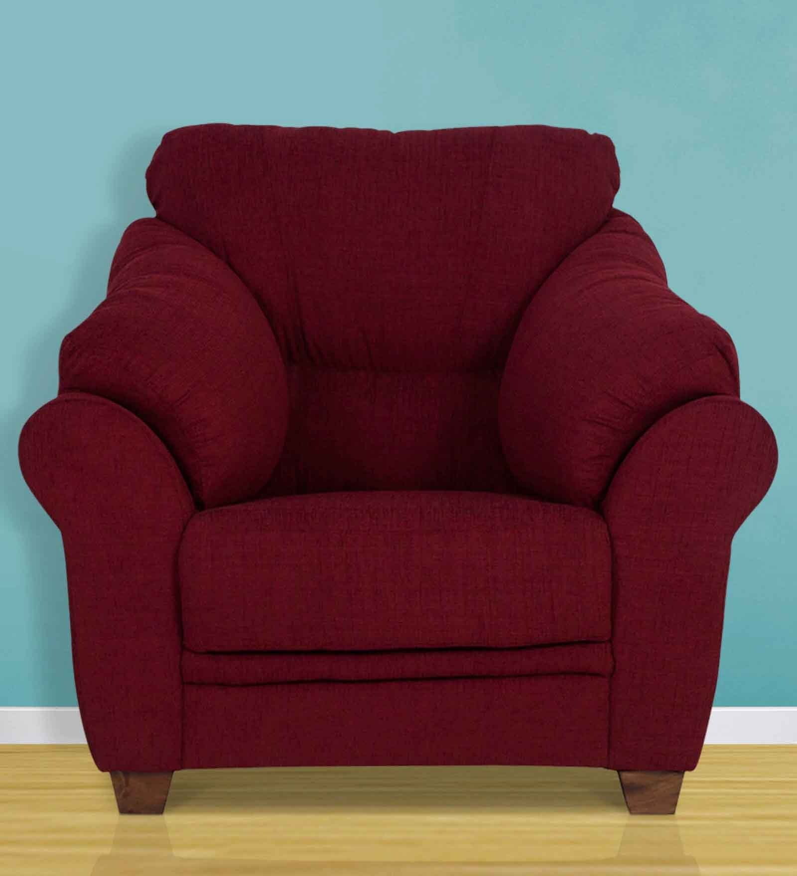 Buy Zurich Delight One Seater Sofa in Dark Maroon Colour by Urban