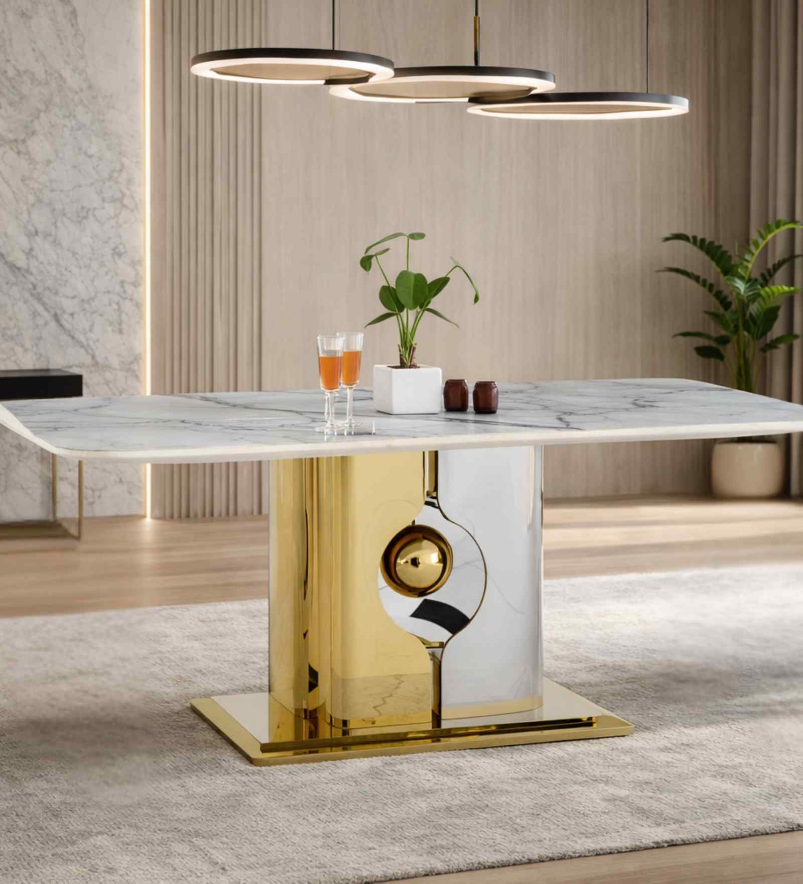 Zurich Italian Marble 6 Seater Dining Table In White Finish