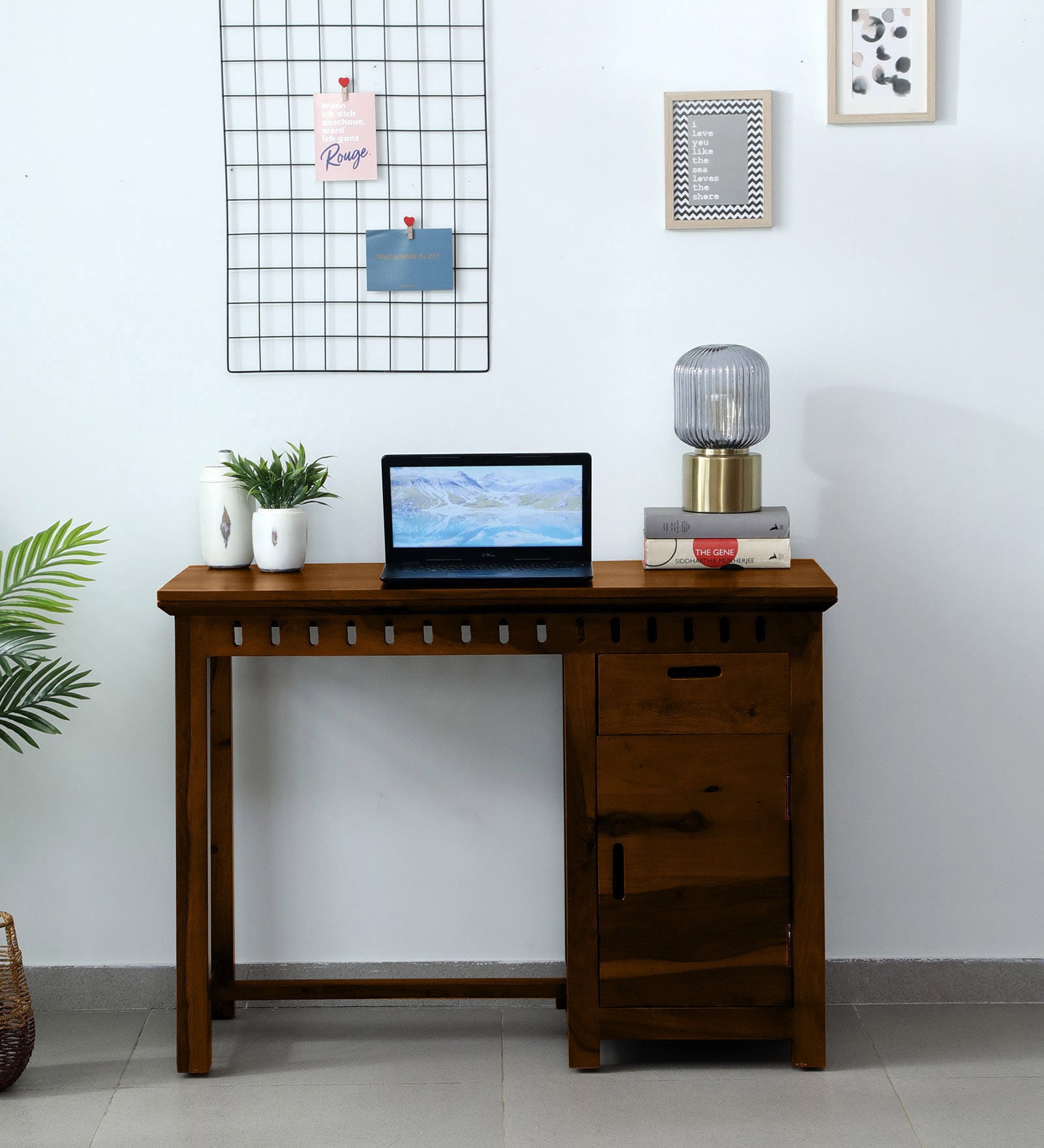 Zurndorf Sheesham Wood Writing Table in Scratch Resistant Provincial Teak Finish