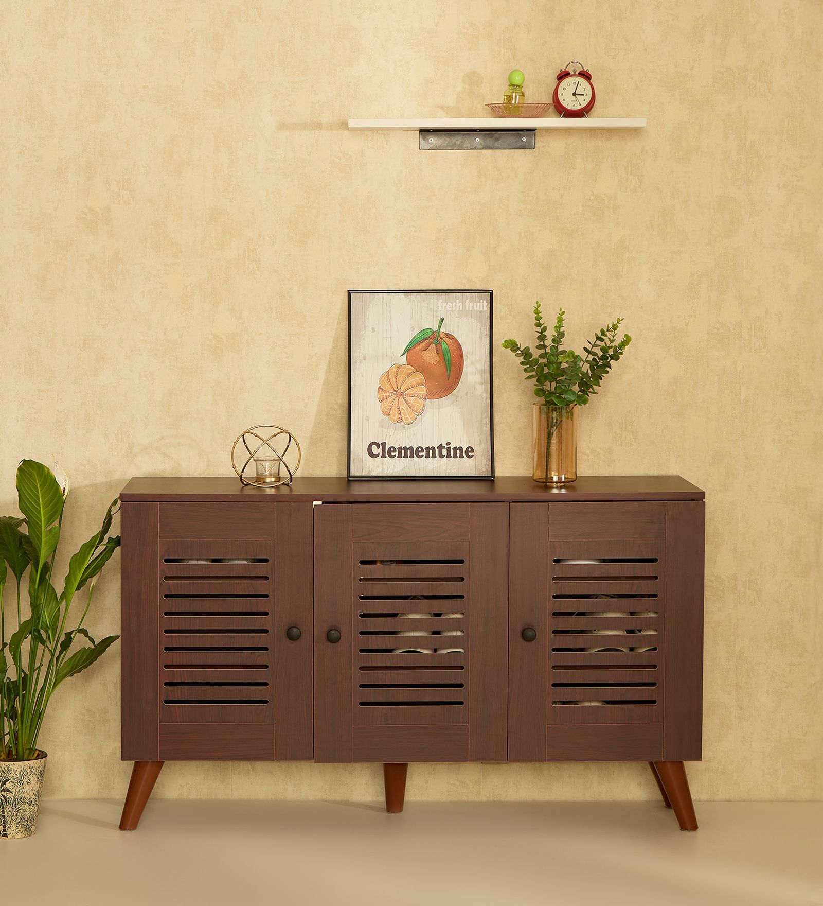 Zuvio 3 Door Shoe Rack In Rosewood Finish