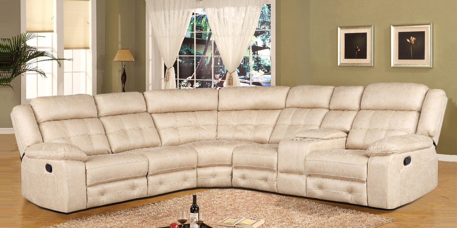 Buy Zurich Fabric Lounger With 2 Manual Recliner in Beige Colour at 67