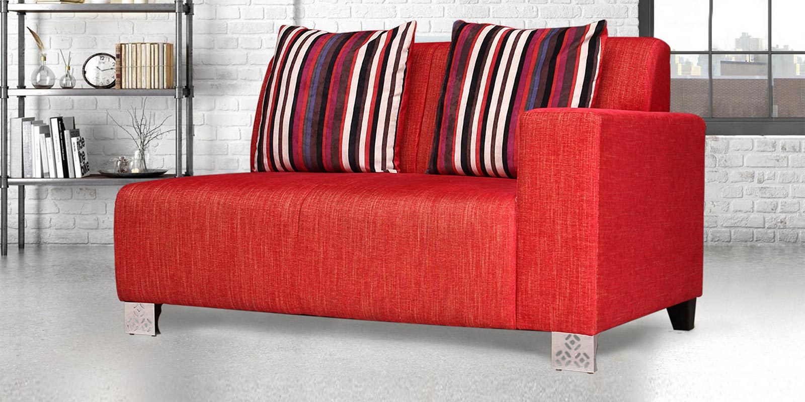 Buy Zurich LHS Two Seater Sofa in Red Colour by Peachtree Online 2