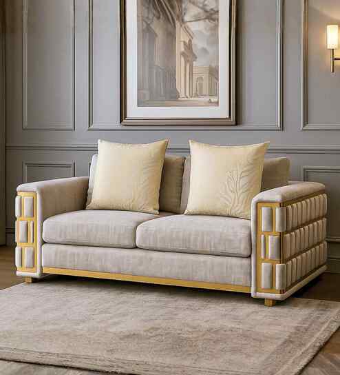 Zurich Italian Fabric 2 Seater Sofa In Cream Color