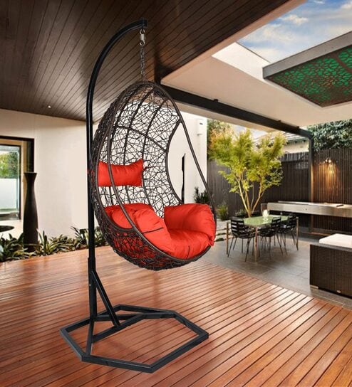 Zurich Wicker Swing In Black Finish