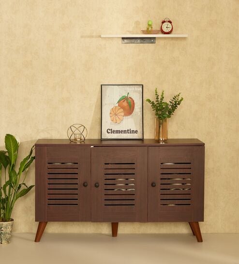 Zuvio 3 Door Shoe Rack In Rosewood Finish