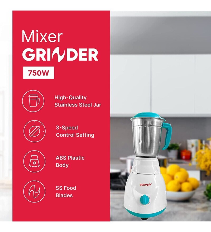 Buy ZunVolt 500W Mixer Grinder with 3 Jars Online Mixer and Grinders Mixer and Grinders
