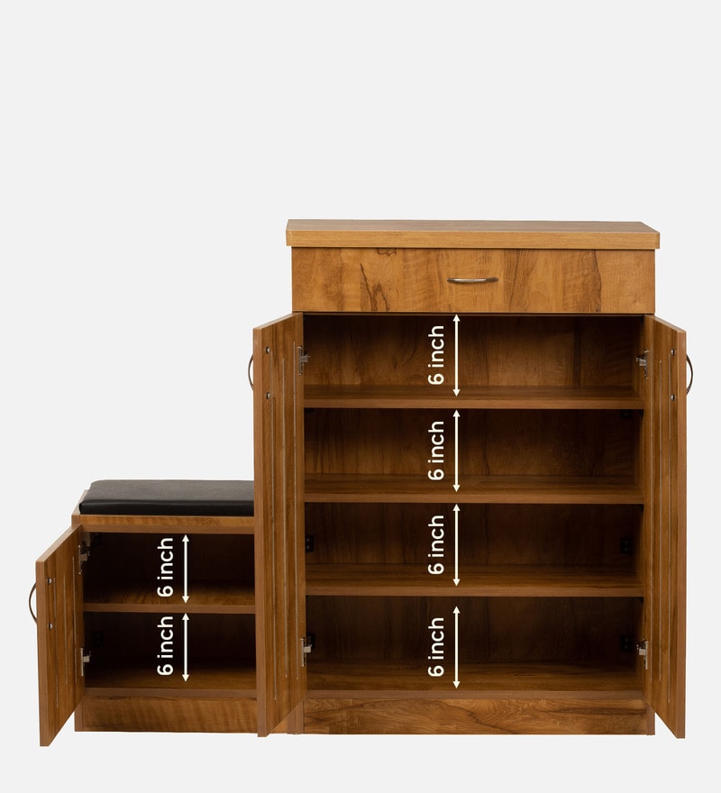 Buy Zuoye Shoe Rack with Seating in Tan Matte Finish by Solace Craft ...