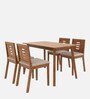 Zufa Solid Wood 4 Seater Dining Set In Midas Gold Finish