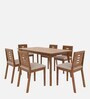 Zufa Solid Wood 6 Seater Dining Set In Midas Gold Finish