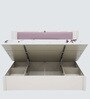 Zurich High Gloss Queen Size Bed With Upholstered Headboard & Hydraulic Storage In Beige Colour